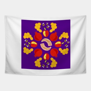 Rosh Hashanah Roundel in Purple Tapestry