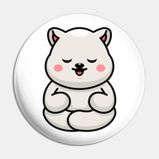 Cute baby polar bear meditation cartoon Pin