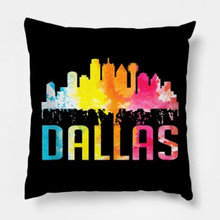 Dallas Texas Retro Watercolor Skyline Art Souvenir Gift Tank Top.png Pillow