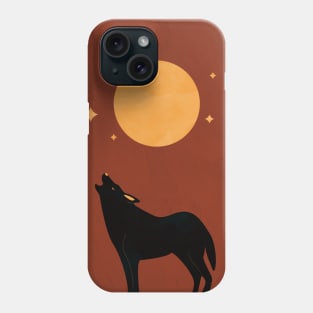 Moon Print, Wolf, Wall Art, Boho, Minimalist Phone Case