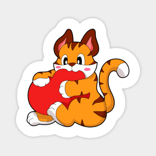 Tiger cat at Love with Heart Magnet