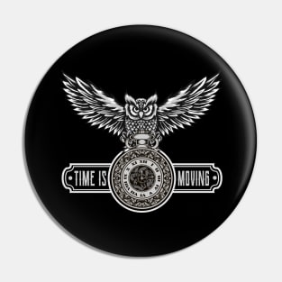 Owl with Watch Time Is Moving Steampunk Design Pin