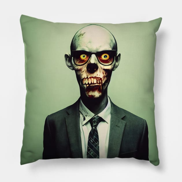 Zombie Accountant Portrait Pillow by Nysa Design