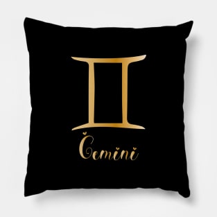 Gemini Zodiac Sign golden Pillow