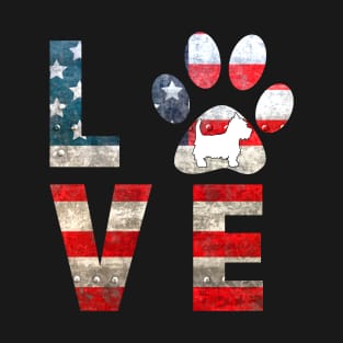 Patriotic Westie  Dog Love T-Shirt