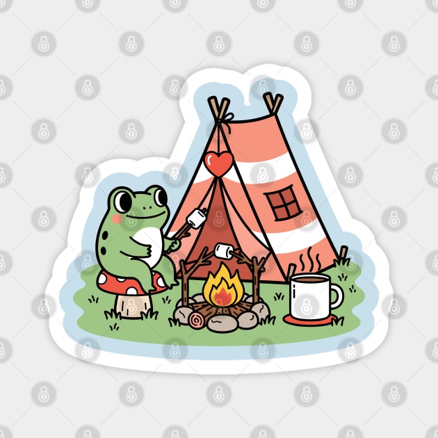 Cozy Camping Frog Magnet by enrynz