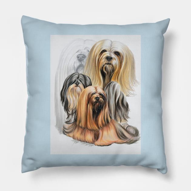 Lhasa Apso Medley Pillow by BarbBarcikKeith