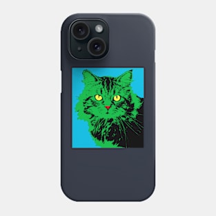 CAT POP ART, LIGHT BLUE Phone Case