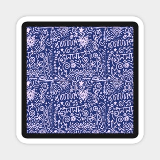 Dark Blue & Pink Bohemian Doodle Magnet