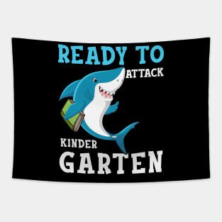 Kids Shark Ready To Attack Kindergarten First Day of School Tapestry