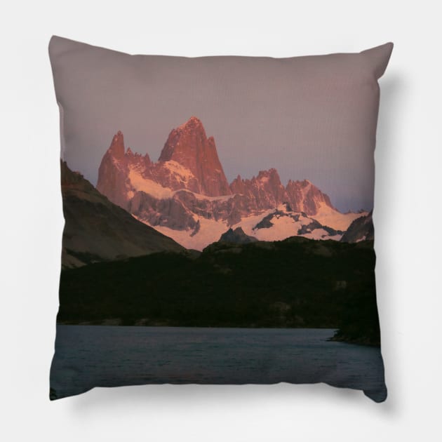 Sunrise alpenglow at Mount Fitz Roy Pillow by stevepaint