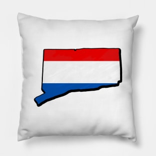 Red, White, and Blue Connecticut Outline Pillow