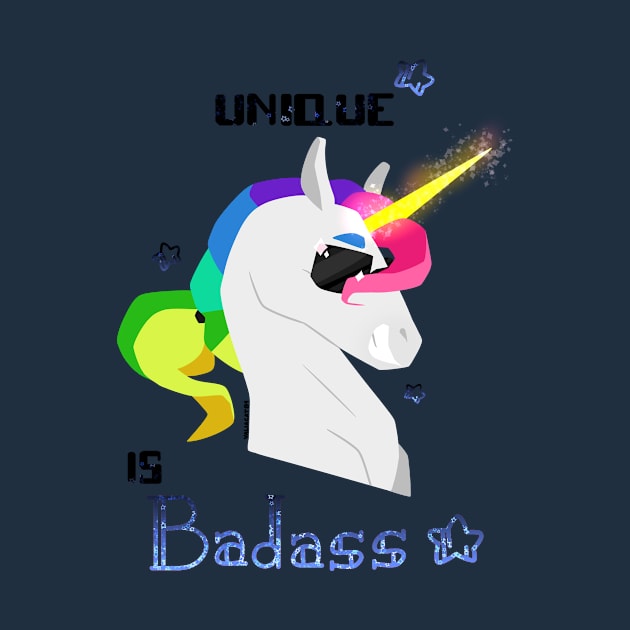 Unique is badass - Unicorn - Blue by ValiaCat01