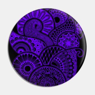 Abstract Mandala design (purple on black) Pin