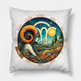 ZODIAC Aries - Astrological ARIRS - ARIRS - ZODIAC sign - Van Gogh style - 7 Pillow