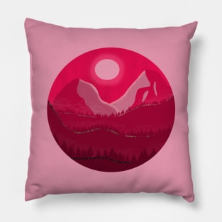 Pink abstract mountain landscape Pillow