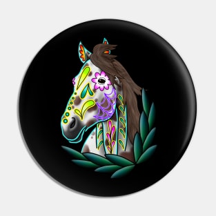 Day of the Dead Brown Appaloosa Sugar Skull Horse Pin