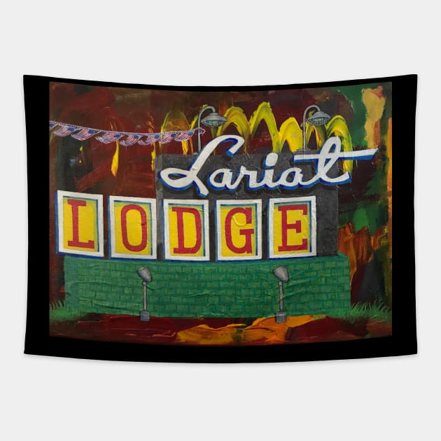 Abstract Neon Landmark Series: Lariat Lodge Tapestry by Broken Stick Arts & Crafts