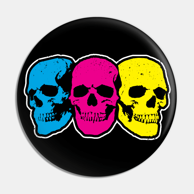 CMY Skulls Pin by VOLPEdesign