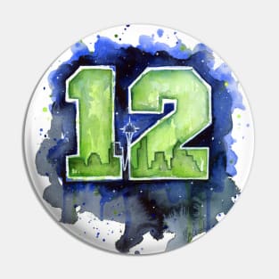 Go HAWKS! 12th Man Seattle Fan Art Pin