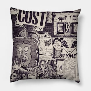 Street Art Graffiti Tag Stickers NYC Pillow