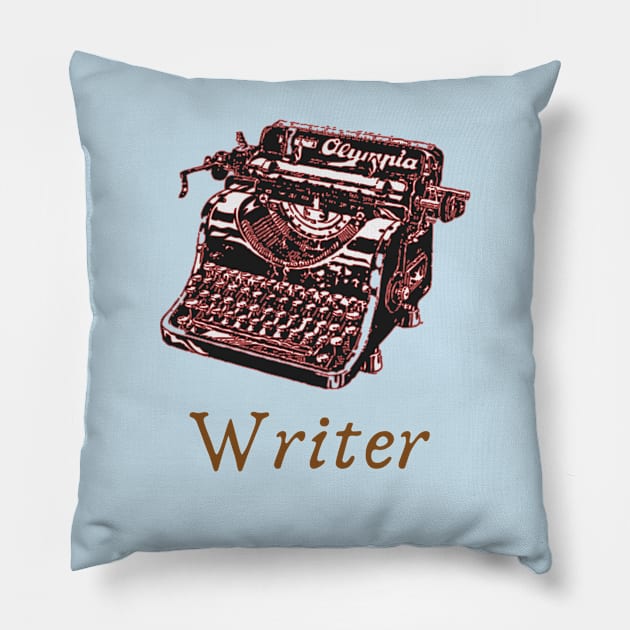 Writer typewriter red Pillow by CasualTeesOfFashion