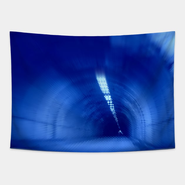 Blue Wormhole in Space - watch out for the TARDIS! Tapestry by Christine aka stine1