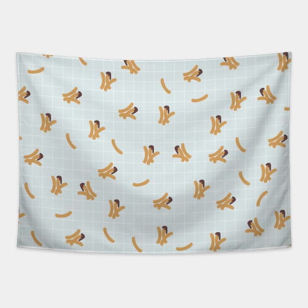 Cute Churros Print on Blue Background Tapestry by kapotka