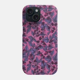 Blackberries on peony pink Phone Case