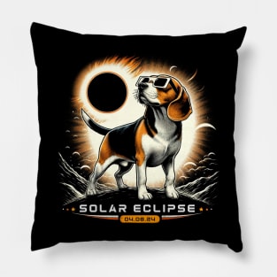 Solar Eclipse Beagle Adventure: Chic Tee with Playful Canine Friends Pillow