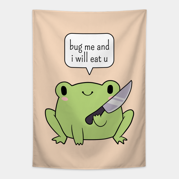 Cute frog with a knife Cute Frog Tapestry TeePublic