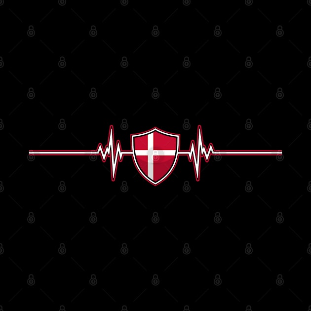 Heartbeat Design Danish Flag Denmark by MGS