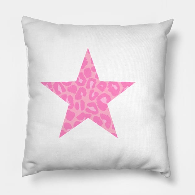 Pink Textured Leopard Star Print Design Pillow by OneThreeSix