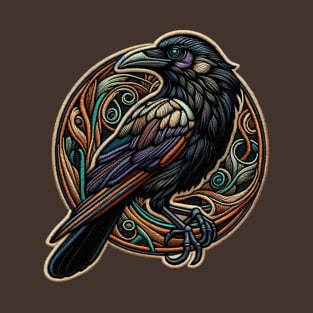 Crow Obsession Embroidered Patch T-Shirt