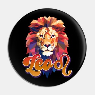 Geometric Leo the Lion Astrological Sign Pin