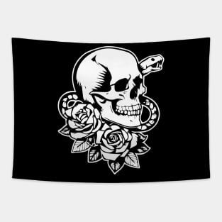 skull with snake tatto design Tapestry
