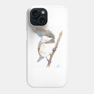 Black-capped Chickadee Poecile atricapillus watercolor portrait white Phone Case