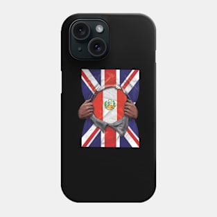 Peru Flag Great Britain Flag Ripped - Gift for Peruvian From Peru Phone Case