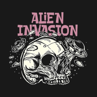 rock skull teror - alien invasion T-Shirt