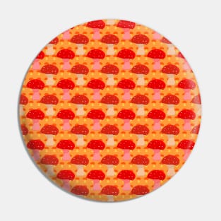 Pixel Mushroom Pattern - Orange Background Pin