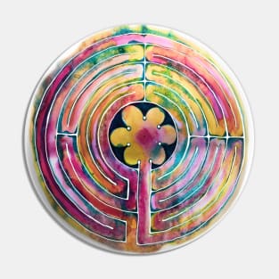 Watercolor Painted Labyrinth Pin