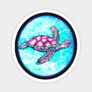 Turtle summer beach -  turtle lovers sparkly magical beautiful sea creature funny sea turtle Magnet