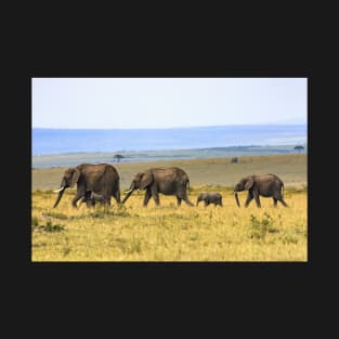 Elephant Family Walks across Savannah T-Shirt