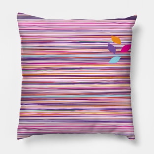 Colorful stripes pattern with leaves Pillow