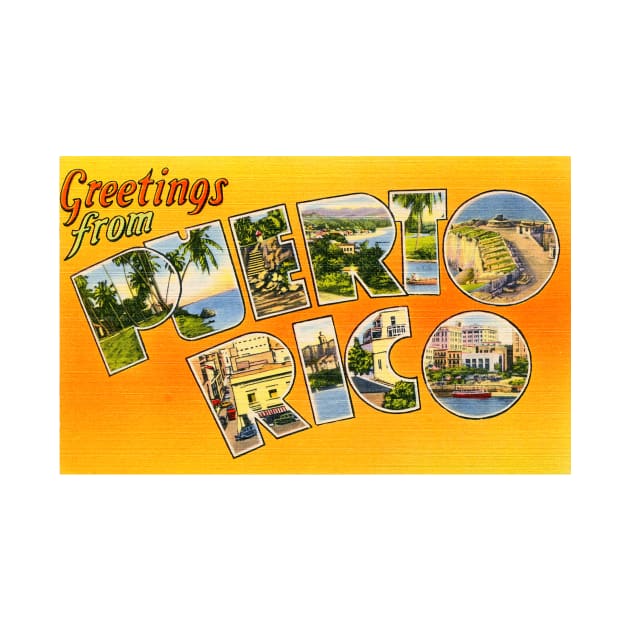 Greetings from Puerto RIco - Vintage Large Letter Postcard by Naves