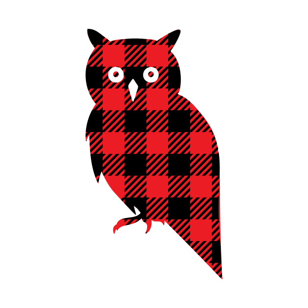 Owl buffalo plaid by Coral Graphics