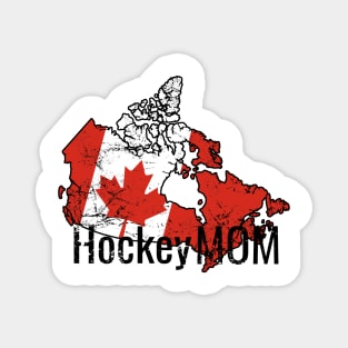 Hockey Mom with Canada and white distressed flag Magnet