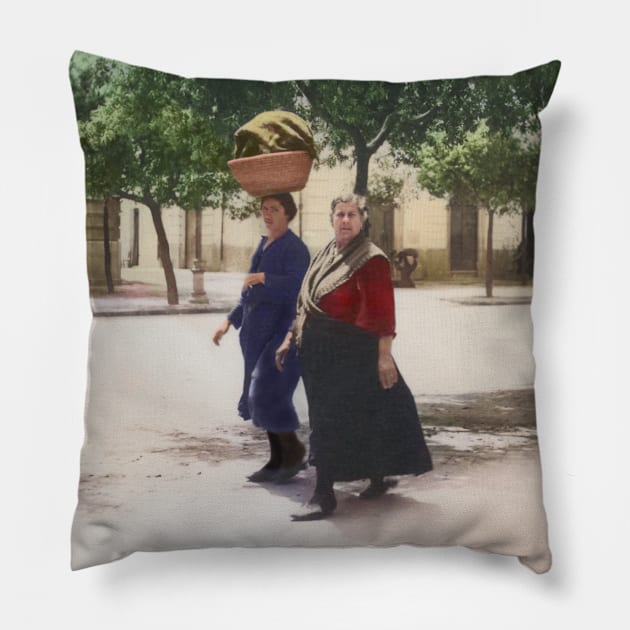 Italy, San Severo. Two Women Walking, 1944 Pillow by UltraQuirky