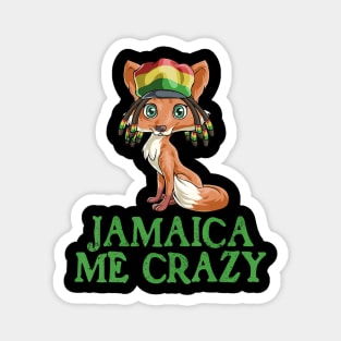 Jamaican Me Crazy Flag Fox T shirt Hair Funny Reggae Gift Magnet