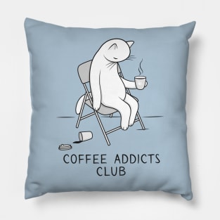 Join the White Cat at the coffee addicts club Pillow